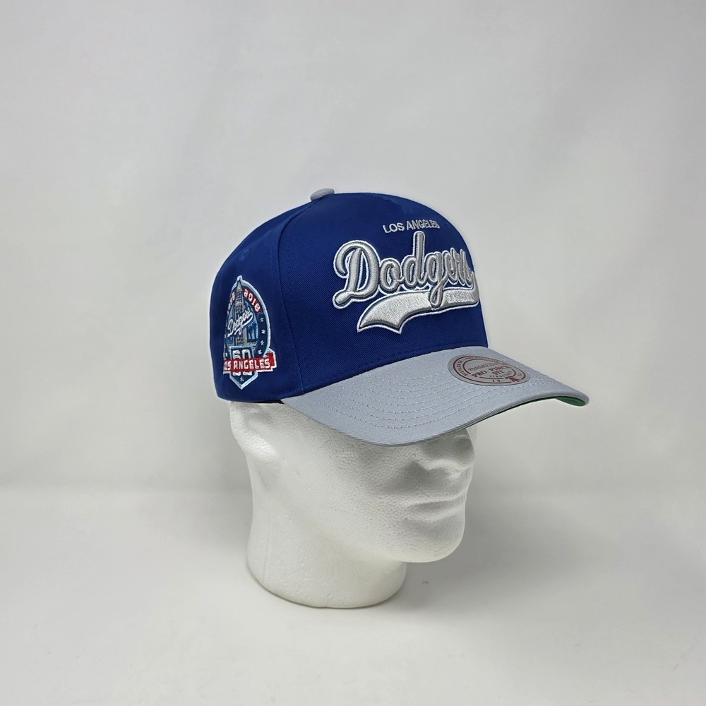 Mitchell & Ness Los Angeles Dodgers Snapback Hat 60 Year Stadium Patch Cap Blue